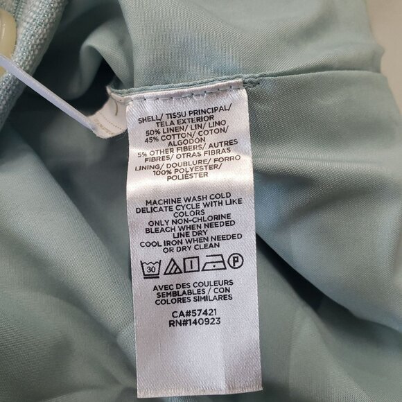 Loft Petites Blue Linen Button Front Mini Skirt Size 2P Casual Preppy Coquette - Picture 5 of 5